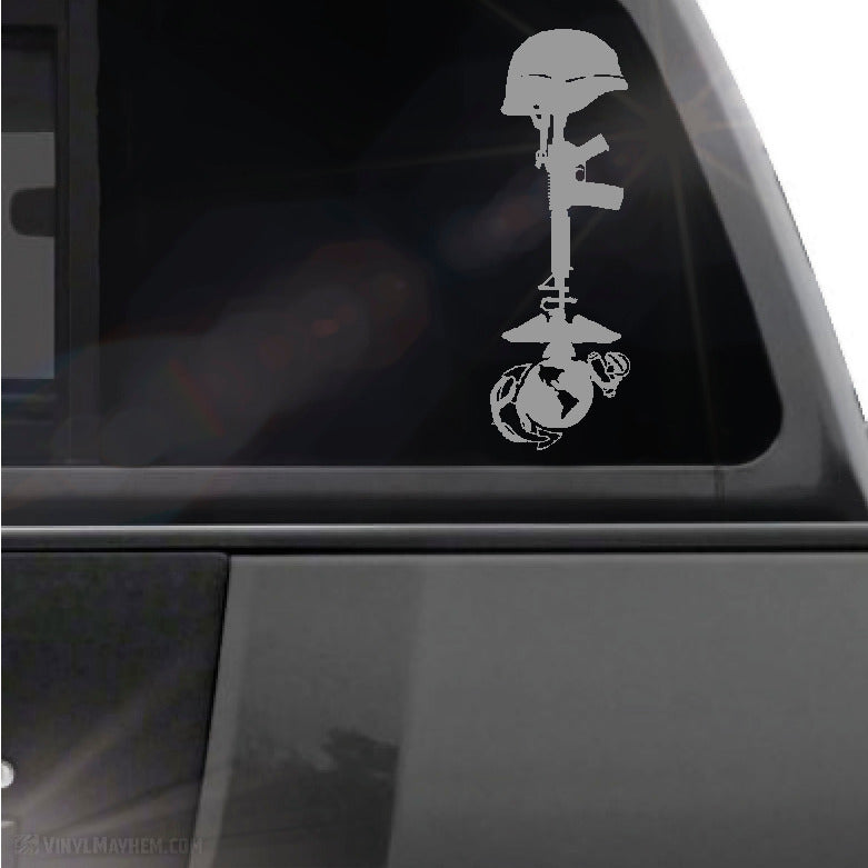 Marines Fallen Soldier Battlefield Cross rifle and EGA vinyl sticker