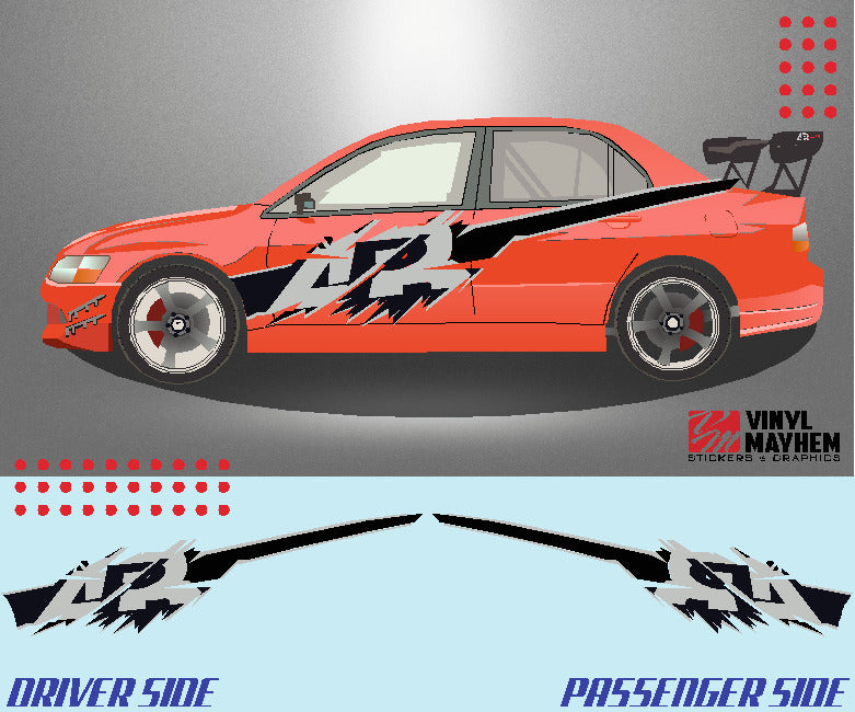 APR Racing drift black and silver vehicle graphic kit