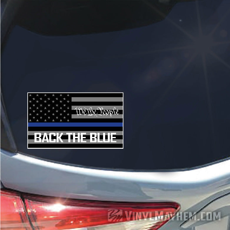 American Flag We the People Back the Blue subdued color sticker
