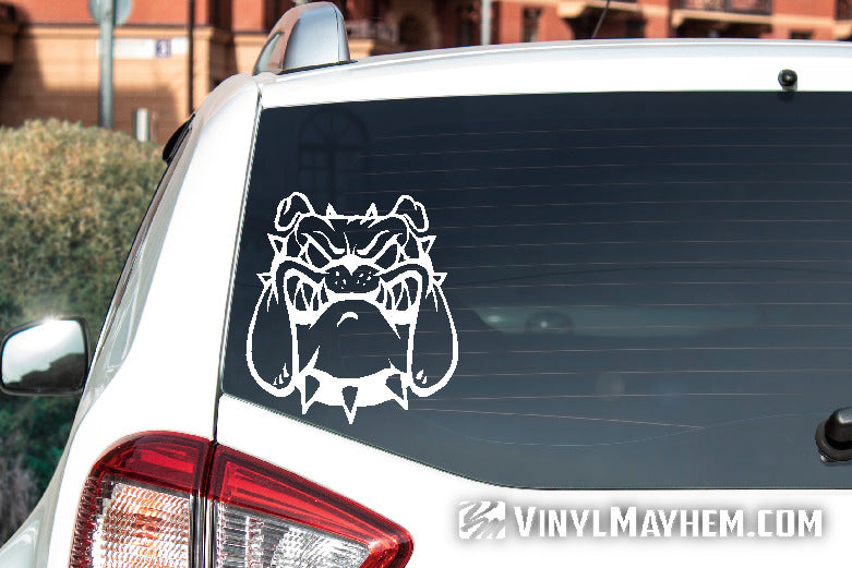 Bulldog growling with spiked collar vinyl sticker