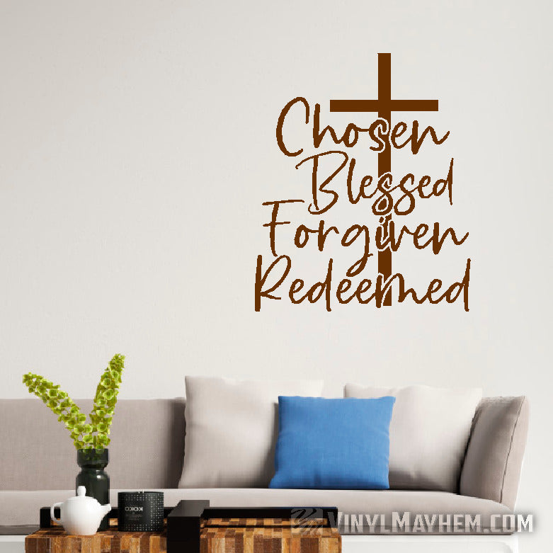 Chosen Blessed Forgiven Redeemed Christian Easter vinyl sticker