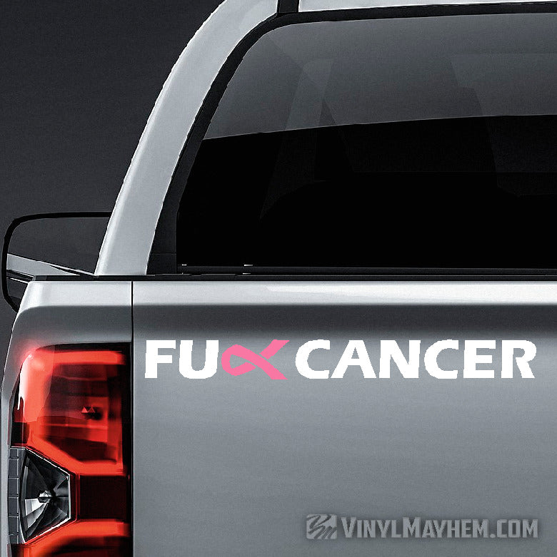 FU** Breast Cancer pink ribbon two-color vinyl sticker