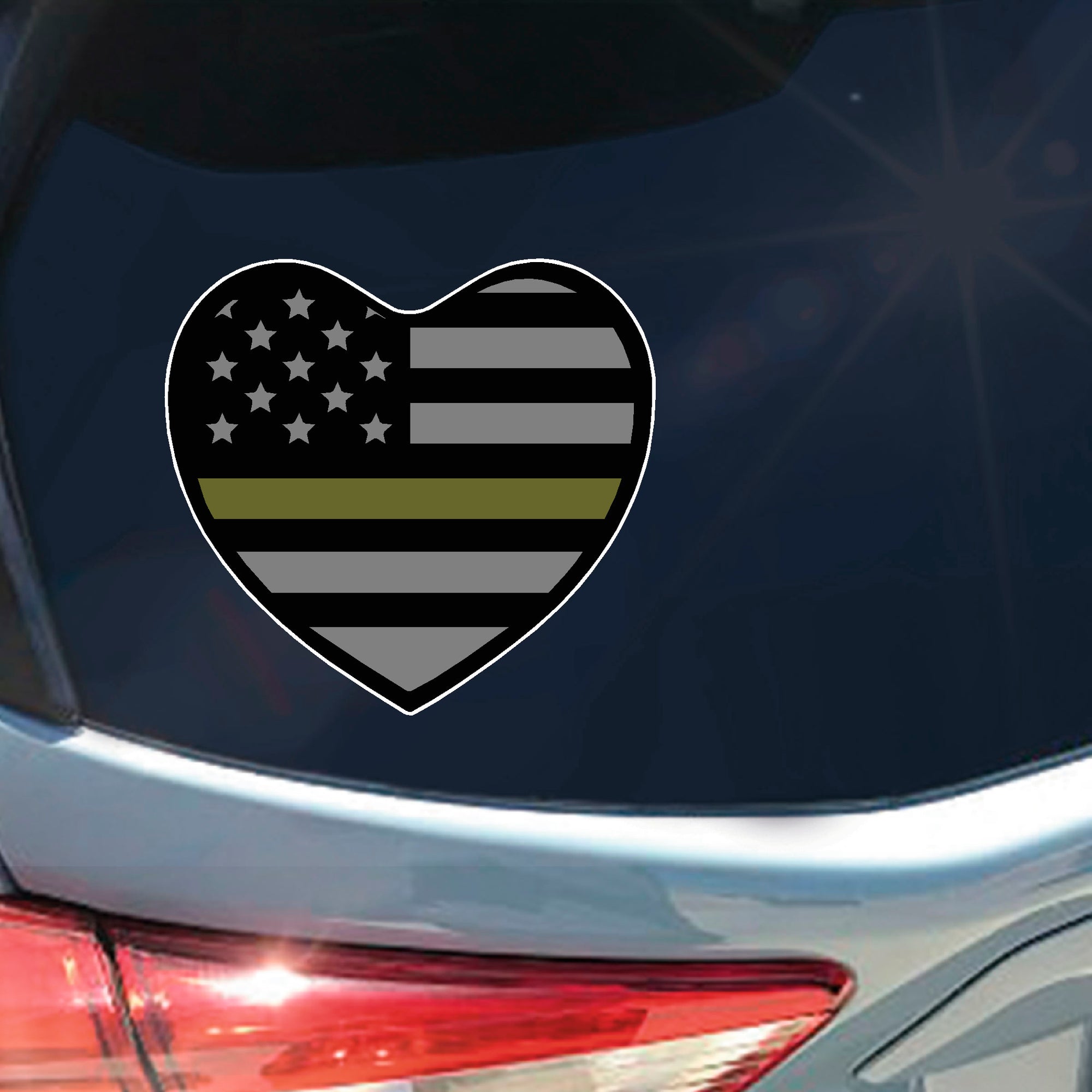 Thin Green Line American Flag Heart sticker