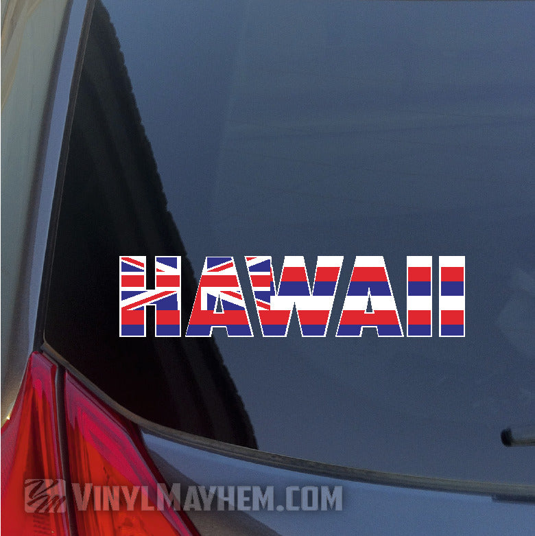 Hawaii state flag text sticker