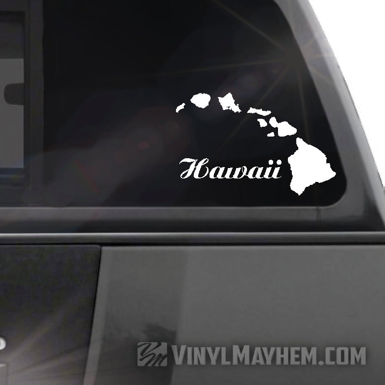 Hawaiian Island chain with Hawaii script vinyl sticker