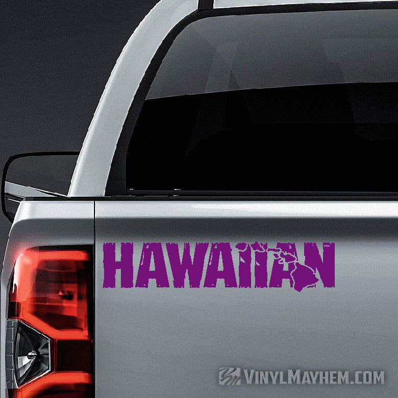 Hawaiian Islands distressed text vinyl sticker