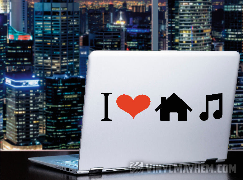 I Love House Music two-color vinyl sticker