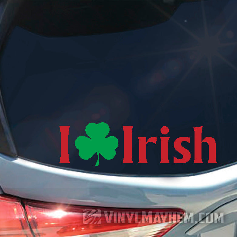 I Love Irish shamrock two-color vinyl sticker