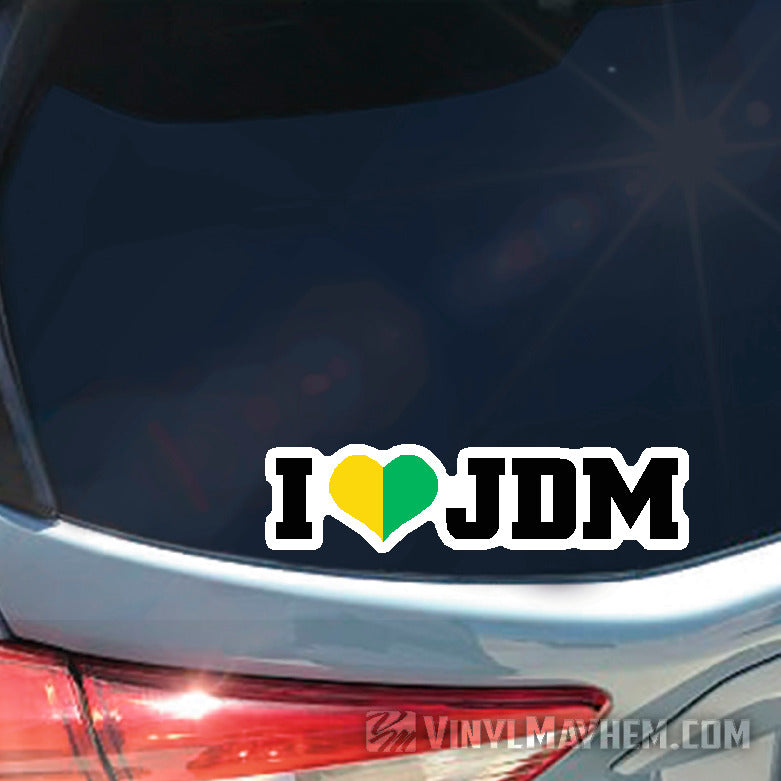 I Love JDM with Shoshinsha Wakaba beginner driver heart sticker