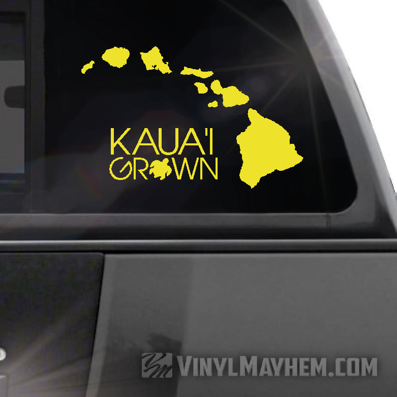 Hawaiian Islands Kaua'i Grown with Turtle vinyl sticker
