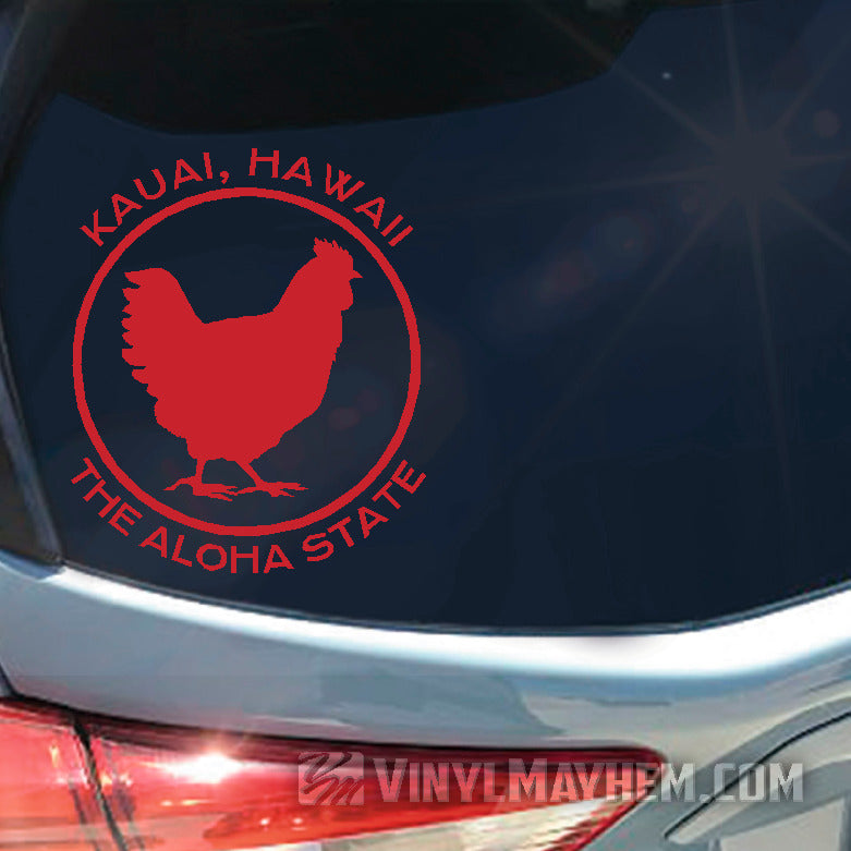 Hawaii Kauai The Aloha State chicken vinyl sticker