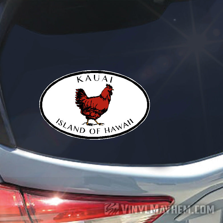 Hawaii Kauai Island Chicken Oval sticker