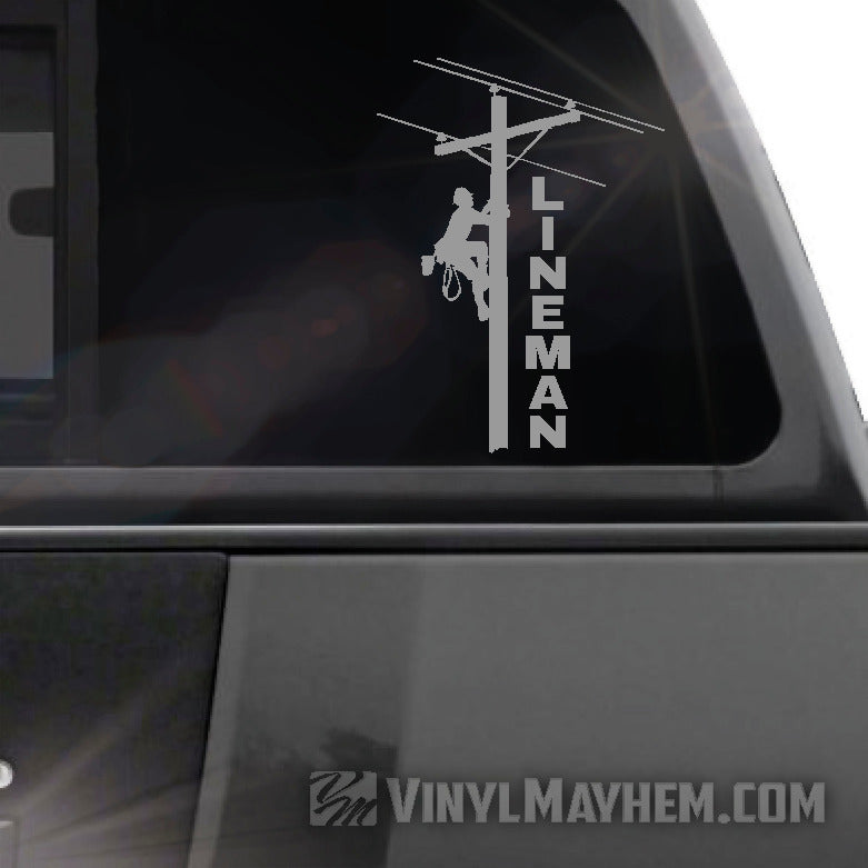 Lineman vertical text vinyl sticker