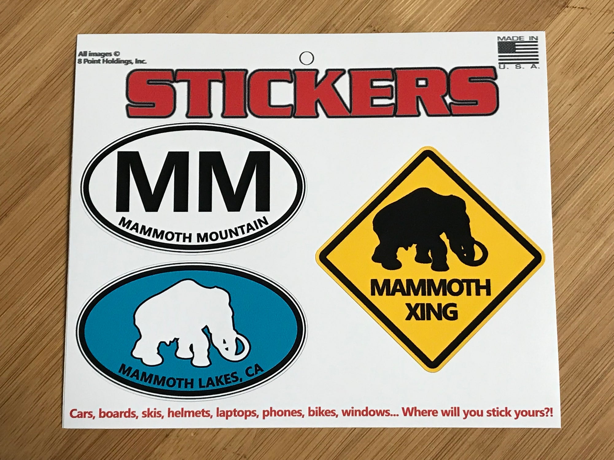 Mammoth Lakes California mammoth crossing sticker sheet