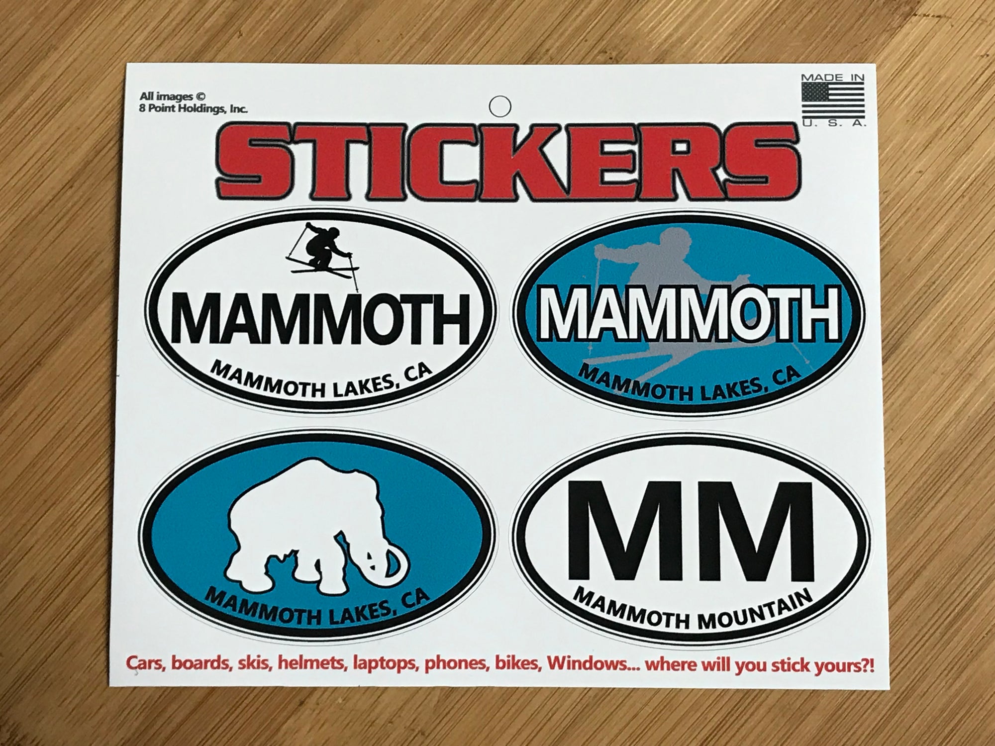 Mammoth Lakes California Skier sticker sheet