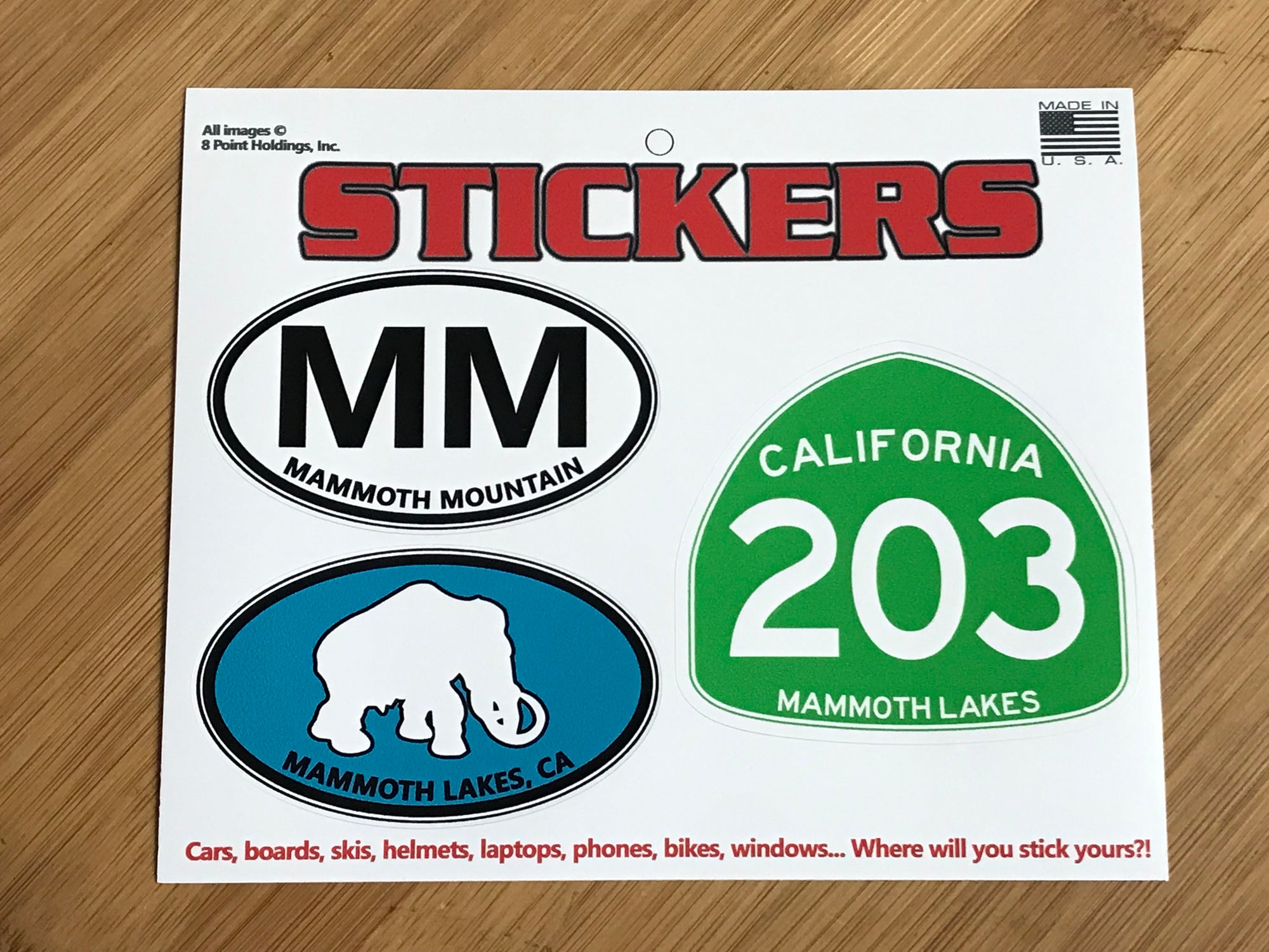 Mammoth Lakes California Route 203 highway sticker sheet