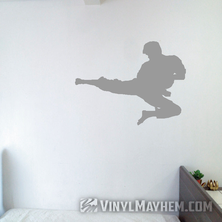 Martial arts flying side kick silhouette vinyl sticker