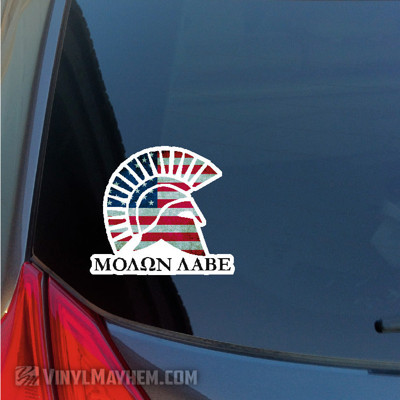 Molon Lobe American flag helmet sticker