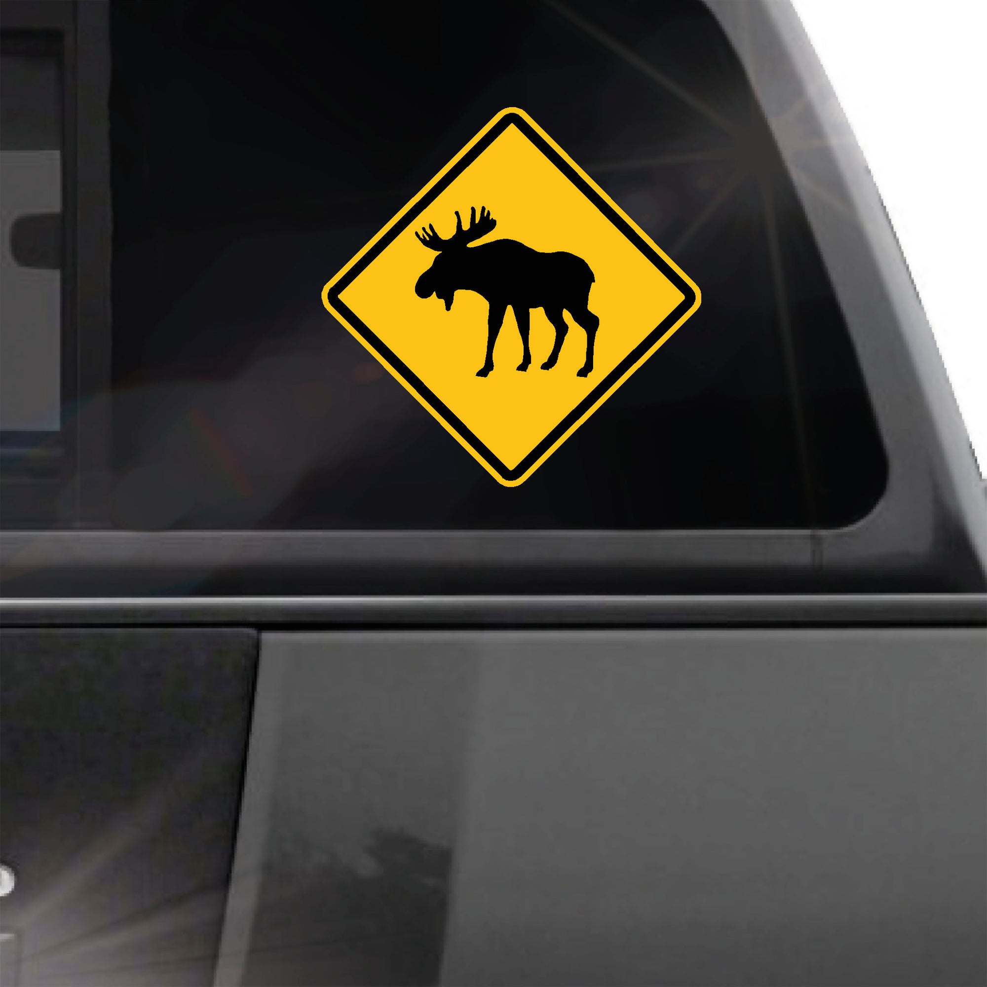 Moose Crossing caution road sign sticker