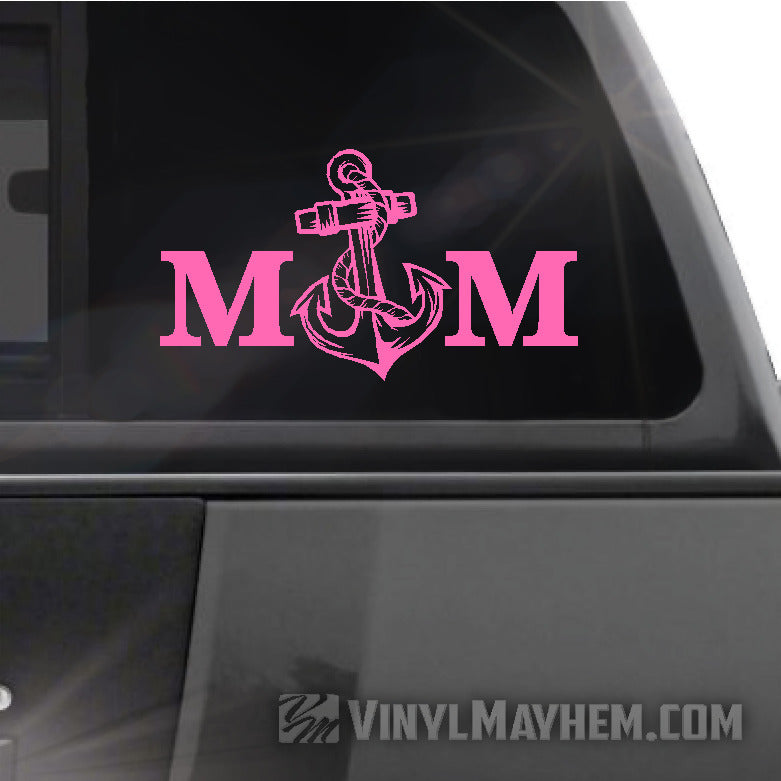 Navy Mom with anchor vinyl sticker