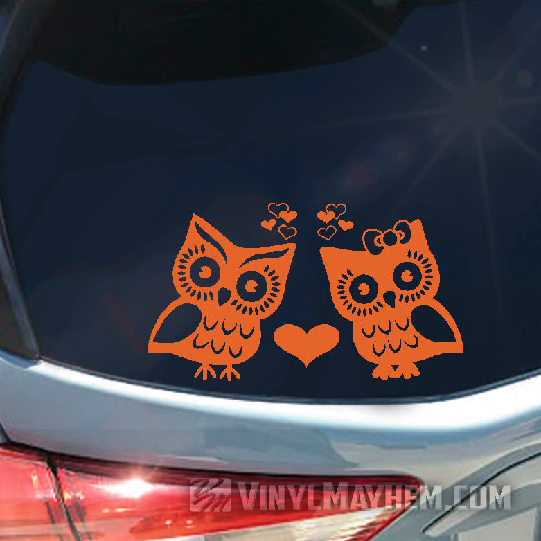 Owl love birds vinyl sticker
