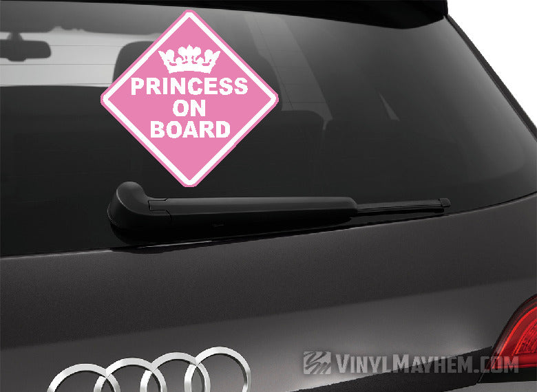 Princess On Board pink caution sign sticker