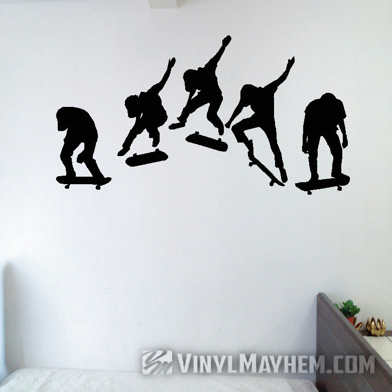 Skateboard kick flip sequence silhouette vinyl sticker