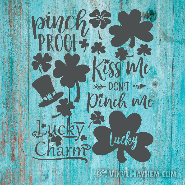 St.Patrick's Day Irish four leaf clover shamrock vinyl sticker sheet set