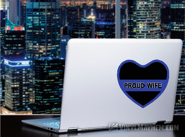 Thin Blue Line Heart Proud Wife sticker