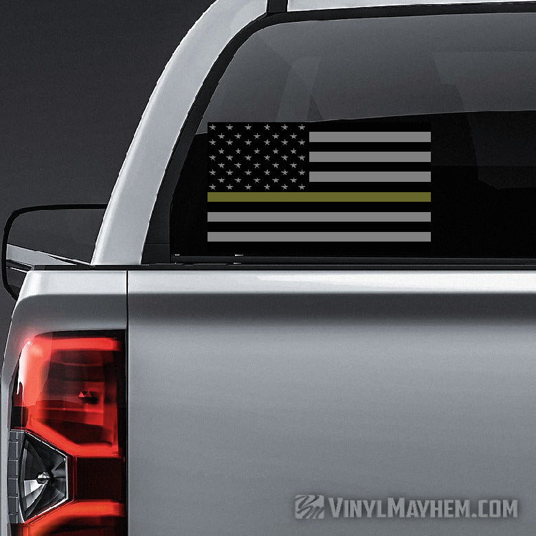 Thin Green Line OD Green subdued American flag sticker