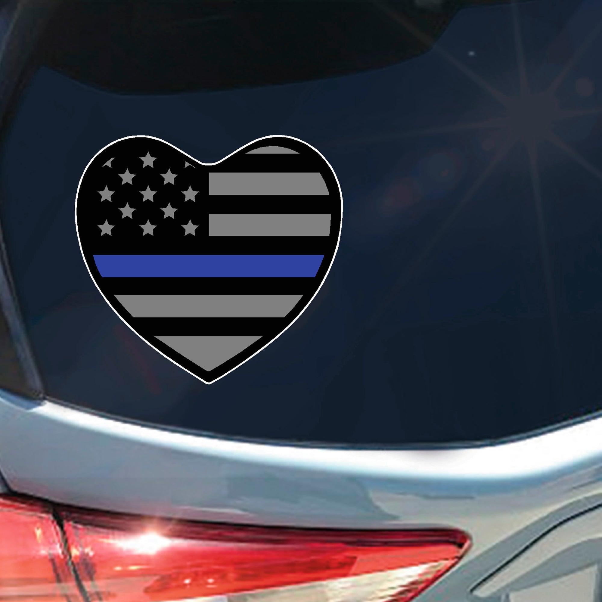 Thin Blue Line American flag heart sticker