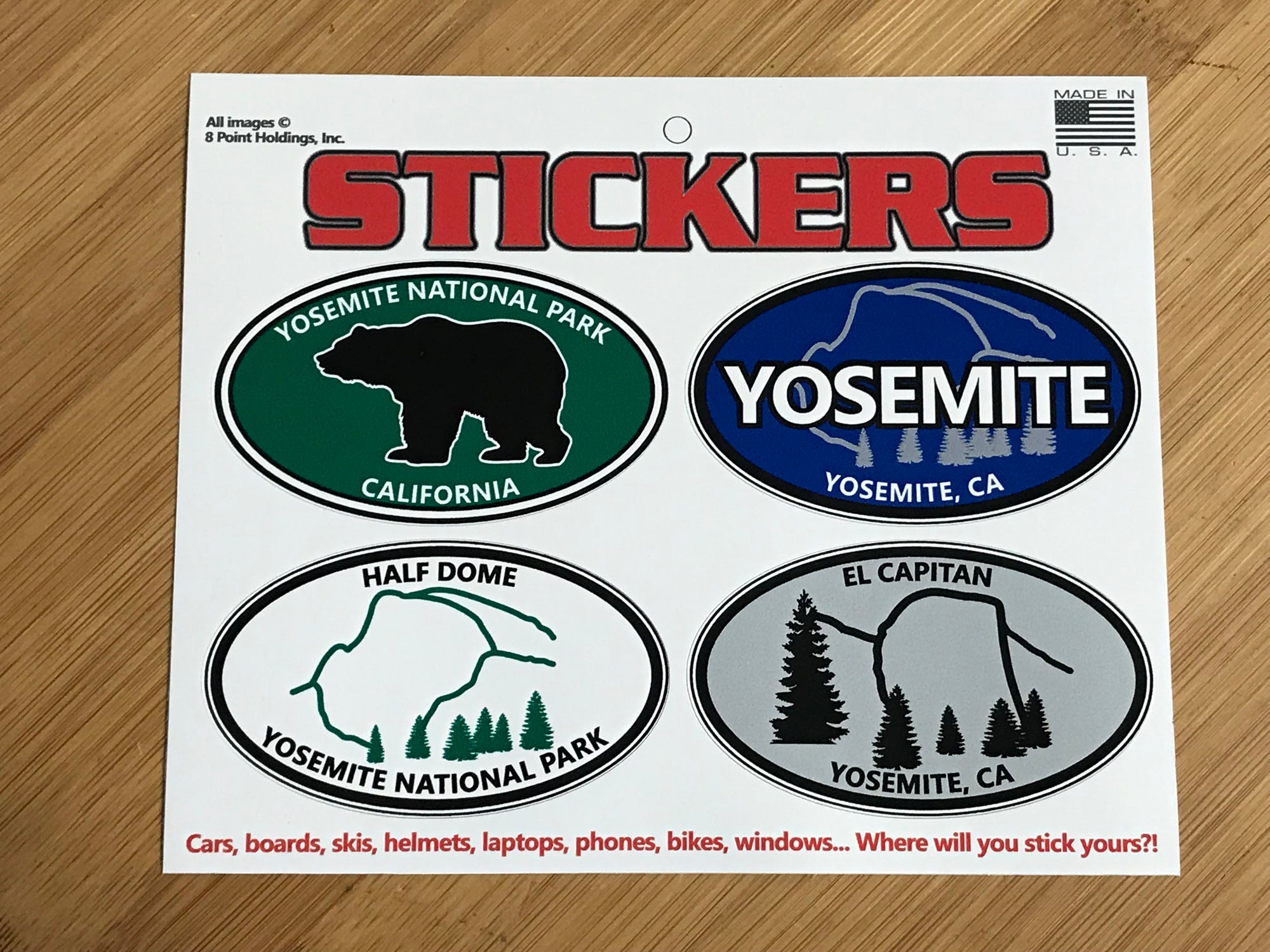Yosemite National Park oval sticker sheet