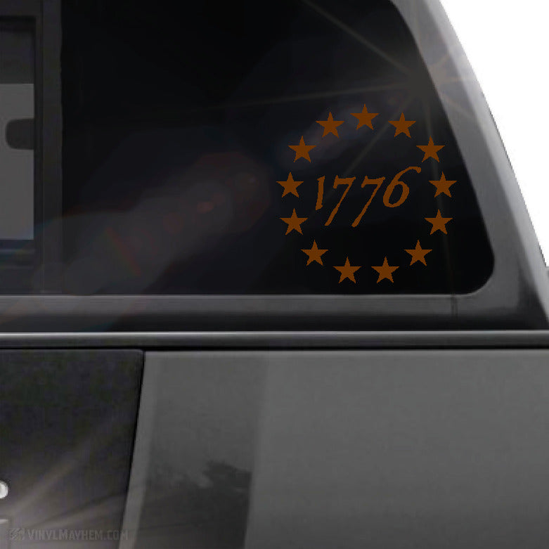 1776 Constitution style text stars in circle vinyl sticker
