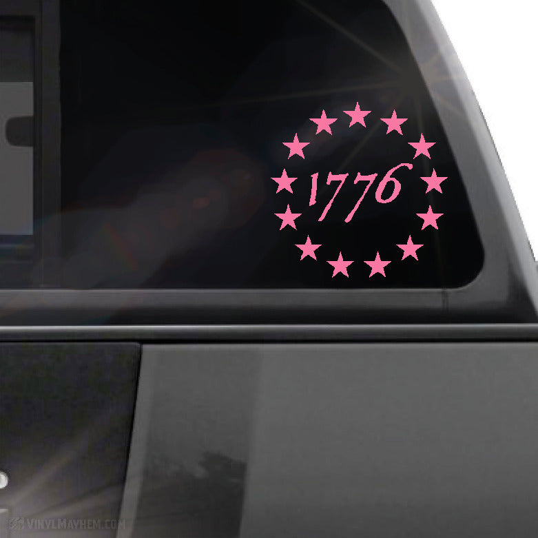 1776 Constitution style text stars in circle vinyl sticker