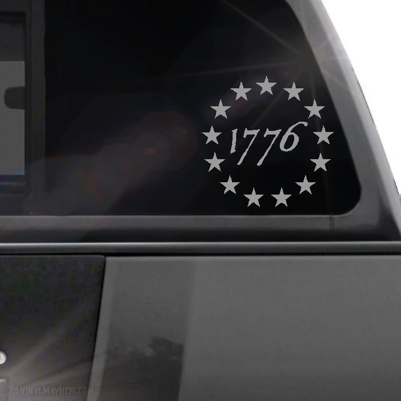 1776 Constitution style text stars in circle vinyl sticker
