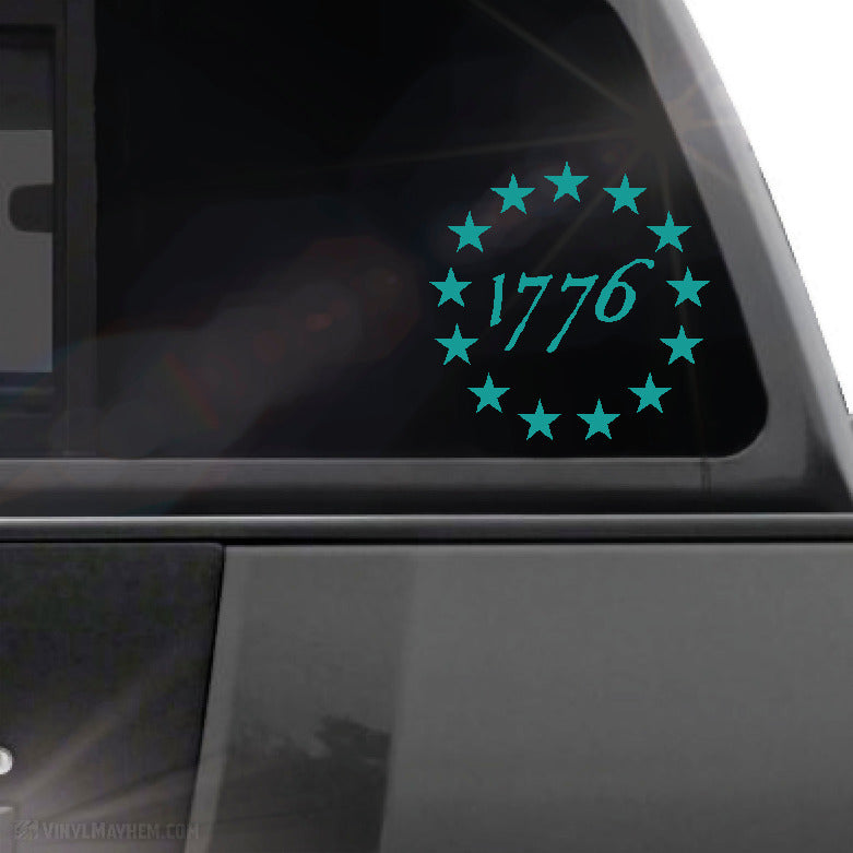 1776 Constitution style text stars in circle vinyl sticker