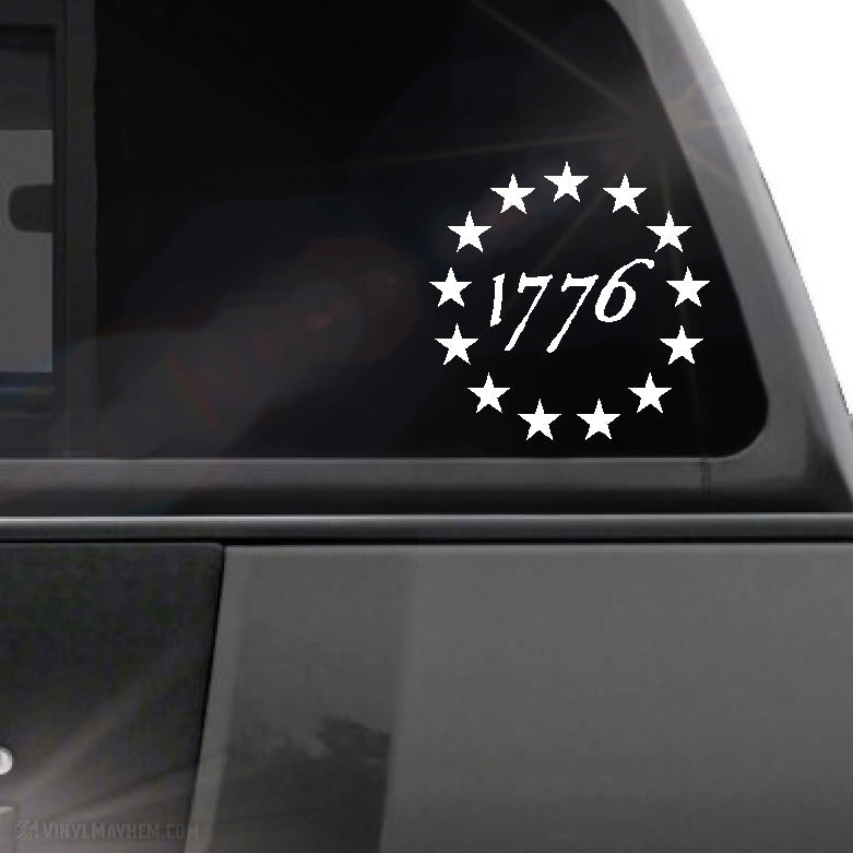 1776 Constitution style text stars in circle vinyl sticker