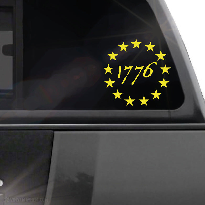 1776 Constitution style text stars in circle vinyl sticker