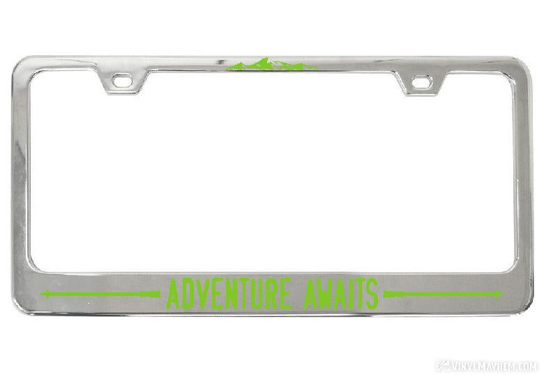Adventure Awaits Hiking Poles license plate frame