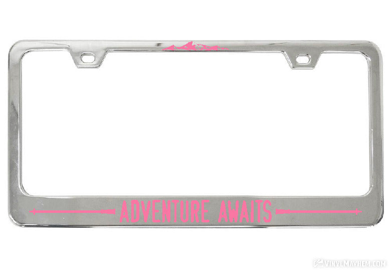 Adventure Awaits Hiking Poles license plate frame