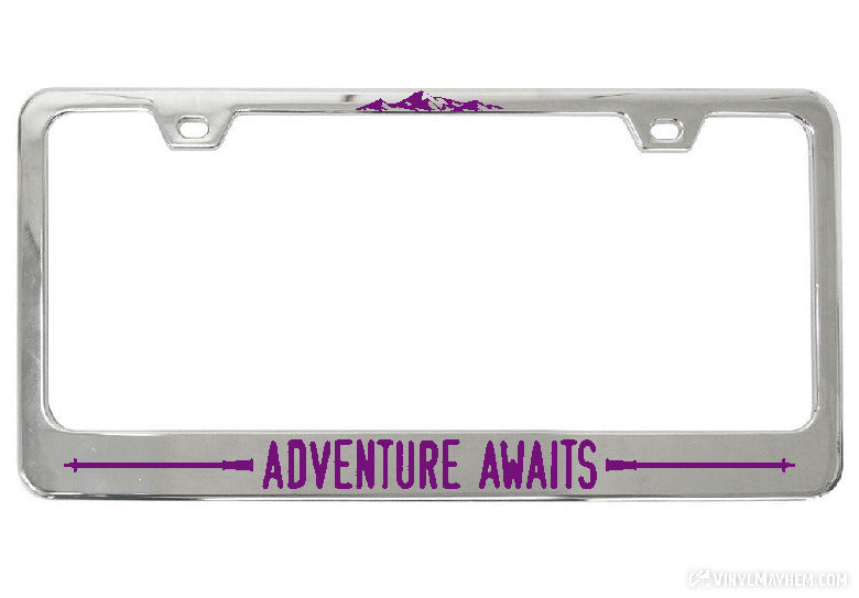 Adventure Awaits Hiking Poles license plate frame