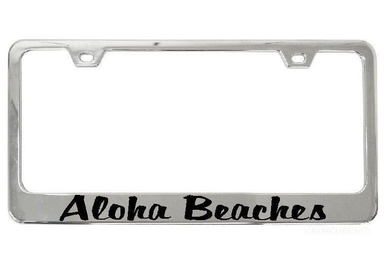 Aloha Beaches chrome license plate frame