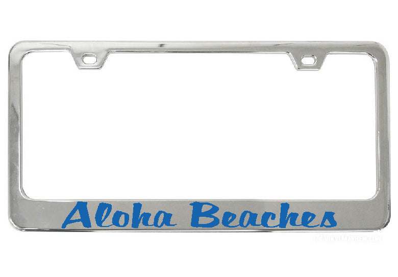 Aloha Beaches chrome license plate frame