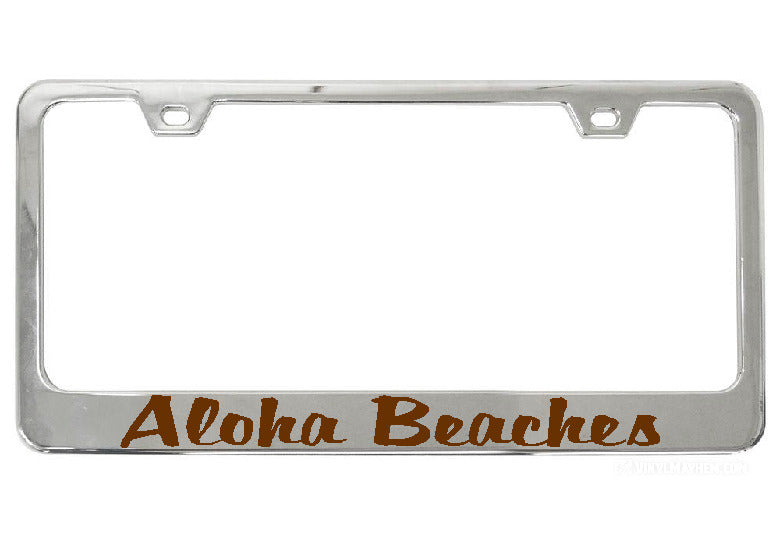 Aloha Beaches chrome license plate frame