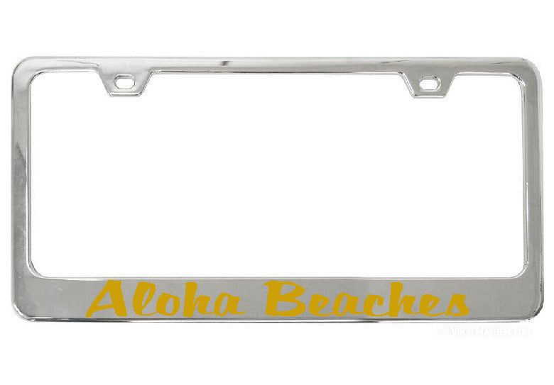 Aloha Beaches chrome license plate frame