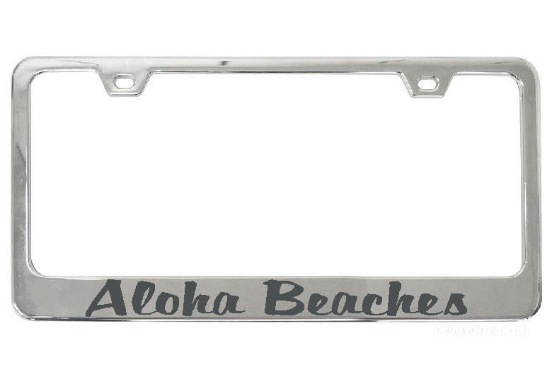 Aloha Beaches chrome license plate frame