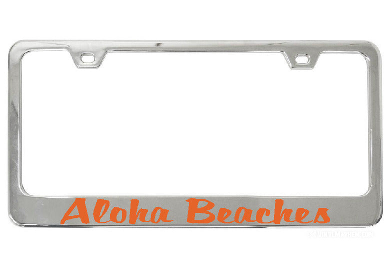 Aloha Beaches chrome license plate frame