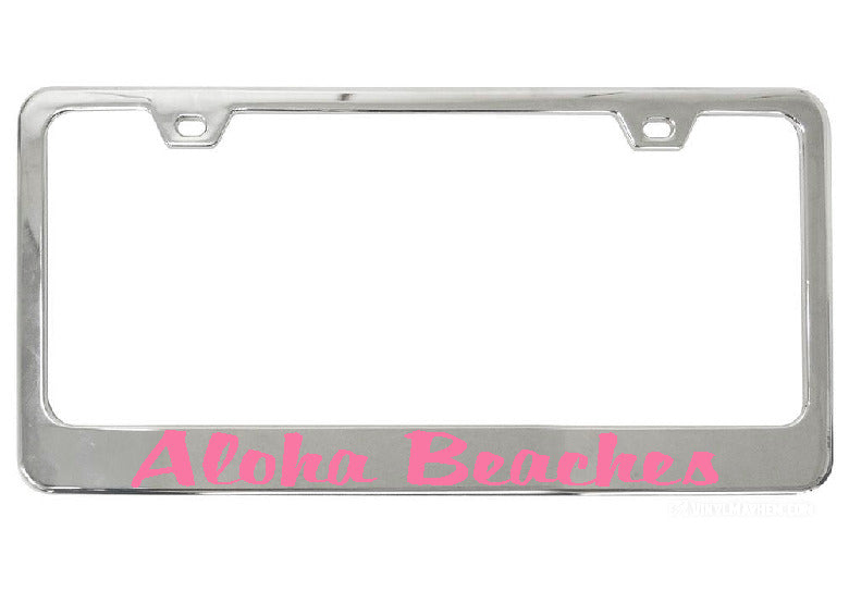Aloha Beaches chrome license plate frame
