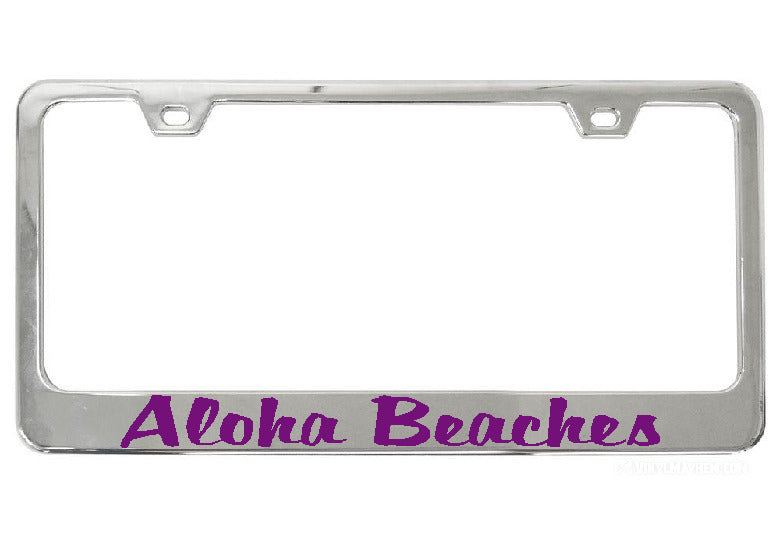 Aloha Beaches chrome license plate frame