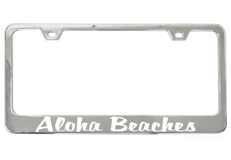 Aloha Beaches chrome license plate frame